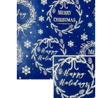 Nekupto Vianočný baliaci papier na darčeky 70 x 200 cm Tmavo modrý, Merry & Bright