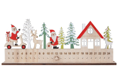 Adventný kalendár drevený Santa 25 x 10 cm