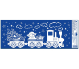 Okenná fólia Vianočný vlak so snehovým efektom Snehuliak a stromček 60 x 22,5 cm