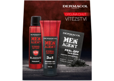 Dermacol Men Agent Eternal Victory 3v1 sprchový gél 250 ml + dezodorant v spreji 150 ml + peelingová maska na tvár 2 x 7,5 ml, kozmetická sada pre mužov