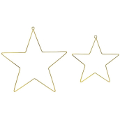 Ditipo Dekorácia hviezda kovová zlatá sada 20 cm a 28 cm 2 kusy
