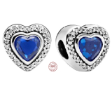 Prívesok Striebro 925 Srdce s modrým kryštálom, korálik lásky na náramku
