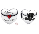 Prívesok zo striebra 925 Disney Mickey Mouse a Minnie Mouse - Srdce - Navždy, korálik na náramku lásky