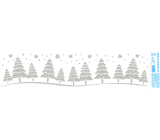 Arch Vianočná nálepka, okenná fólia bez lepidla Strieborné stromčeky 50 x 12 cm