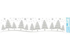 Arch Vianočná nálepka, okenná fólia bez lepidla Strieborné stromčeky 50 x 12 cm