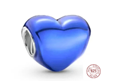 Prívesok Striebro 925 Kovové modré srdce, korálik na náramok, láska