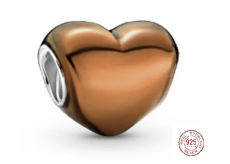 Prívesok Striebro 925 Metalické hnedé srdce, korálik na náramok, láska