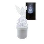 Sviečka LED svietiaci anjel - biely blikajúci plameň 15,5 cm
