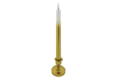 LED sviečka dlhá na podstavci bielo - zlatá 25,5 cm