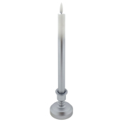 Dlhá LED sviečka na podstavci bielo - strieborná 25,5 cm