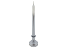 Dlhá LED sviečka na podstavci bielo - strieborná 25,5 cm