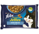 Felix Sensations Jellies Multipack losos a treska v ochutenom želé, kompletné krmivo pre dospelé mačky 4 x 85 g