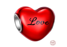 Prívesok Striebro 925 Červené srdce s nápisom Love, korálik na náramku Love