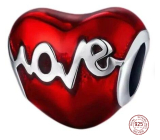 Prívesok zo striebra 925 Červená srdcová láska, korálkový náramok lásky