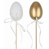 Vajíčko kovové zlaté a biele 6 cm + špajdľa