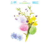 Arch Veľkonočná samolepka, okenná fólia bez lepidla Jarné kvety s veľkonočnými vajíčkami 33 x 24 cm