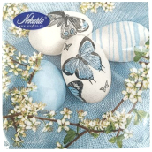 Nekupto Papierové obrúsky 3 vrstvy 33 x 33 cm 20 kusov Veľká noc - modré a biele vajíčka s motýľmi