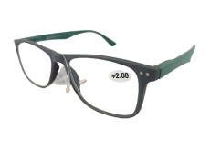 Berkeley Dioptrické okuliare na čítanie +2 plastové šedé, zelené rámiky 1 kus MC2268