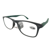 Berkeley Dioptrické okuliare na čítanie +3 plastové šedé, zelené rámiky 1 kus MC2268