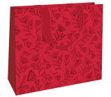 Nekupto Darčeková papierová taška s reliéfom 30 x 23 x 12 cm Červené kvety