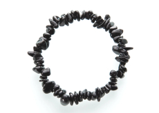 Turmalín čierny náramok elastický sekaný prírodný kameň 19 cm, strážca dobrej nálady