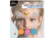 Kidea Fairy farby na tvár + štetec + diamanty, kreatívna sada