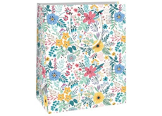 Ditipo Darčeková papierová taška 18 x 10 x 22,7 cm Biele farebné lúčne kvety