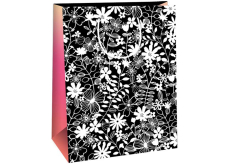 Ditipo Papierová darčeková taška 22 x 10 x 29 cm Kreativ čierna - biele kvety