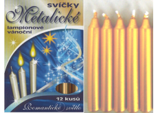 Romantické svetlo Vianočné sviečky krabička horenia 90 minút metalická zlatá 12 kusov