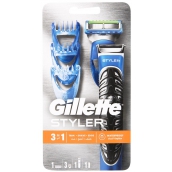 Gillette Fusion ProGlide Power Styler 3v1 batériový holiaci strojček sa zastrihovačom + holiaca hlavica + 3 x zastrihovací hrebienky + batérie, kozmetická sada pre mužov