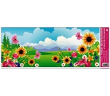 Okenné fólie bez lepidla krajinka s ružovým motýľom 60 x 22, 5 cm 1 kus