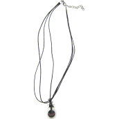 Čierny kožený náhrdelník so strieborným príveskom 45 cm