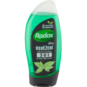 Radox Men Osviežujúci mentol a čajovník 3v1 sprchový gél na telo, tvár a šampón pre mužov 250 ml