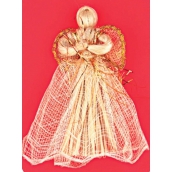 Anjel zlatý dekor so zvlnenou sukňou 17 cm