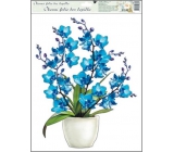 Okenné fólie bez lepidla orchidey modrá 42 x 30 cm