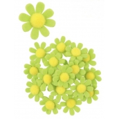 Kvety z filcu s Lepik zelené dekorácie 3,5 cm v krabičke 18 kusov