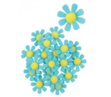 Kvety z filcu s Lepik modré dekorácie 3,5 cm v krabičke 18 kusov