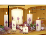 Lima Kvetina Levanduľa vonná sviečka biela s obtiskom levandule valec 110 x 150 mm 1 kus