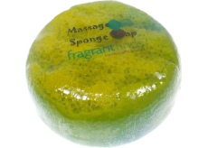 Fragrant Cocoa Glycerínové mydlo masážne s hubou naplnenou vôňou parfumu Channel Coco vo farbe zelenožltej 200 g