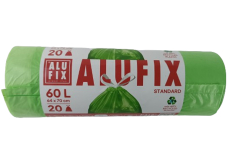 Alufix Sáčky do odpadkového koša zaťahovacej zelené, 15 μ, 60 litrov, 64 x 71 cm, 20 kusov HDPE