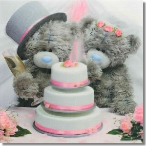 Me to You Blahoželania do obálky 3D Svadobné medvede s tortou 15,5 x 15,5 cm