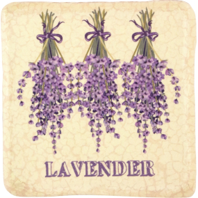 Bohemia Gifts Lavender zavesená maľovaná dekoratívny Kachlík 10 x 10 cm