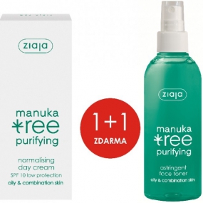 Ziaja Manuka Tree Purifying normalizačné denný krém 50 ml + Manuka Tree Purifying adstringentné pleťový tonik 200 ml, duopack