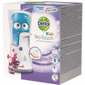Dettol Kids Aloe Vera Dobrodruh bezdotykový dávkovač mydla a náplň s mydlom 250 ml