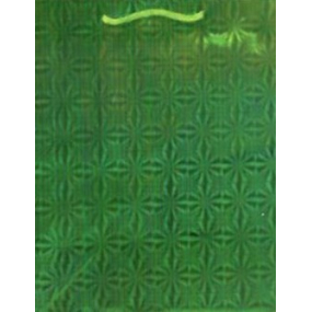 Nekupto Darčeková papierová taška hologram 32 x 26 x 13 cm Vianočné, zelená 050 50 THL
