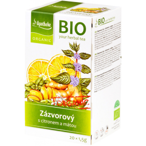 Apotheke Bio Zázvor s citrónom a mätou bylinný čaj napomáha k tráveniu, obranyschopnosti 20 x 1,5 g