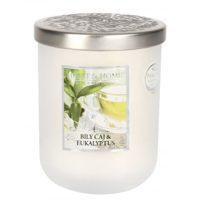 Heart & Home Biely čaj a eukalyptus Sójová vonná sviečka strednej horí až 30 hodín 110 g