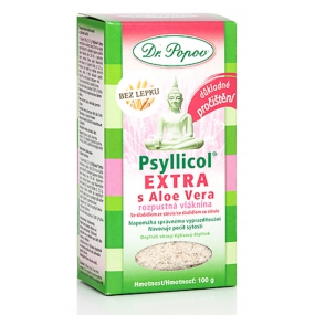 Dr. Popov Psyllicol Extra s Aloe Vera rozpustná vláknina, napomáha správnemu vyprázdňovanie, navodzuje pocit sýtosti 100 g