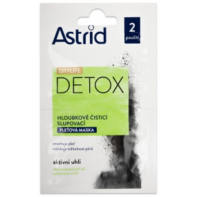 Astrid CityLife Detox hĺbkovo čistiaca zlupovacia pleťová maska pre normálnu až mastnú pleť 2 x 8 ml