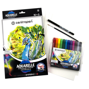 Centropen Aquarelle akvarelové farby sada 12 kusov + príslušenstvo